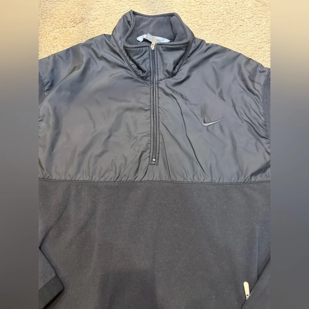Vintage Nike 1/4 Zip Fleece Pullover Black Mixed Media XXL